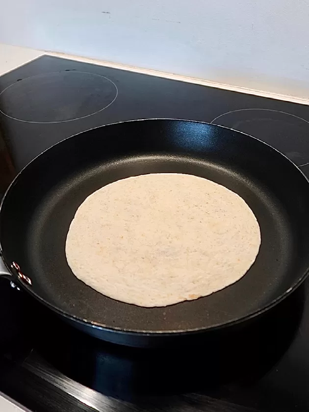 grilled tortilla in pan